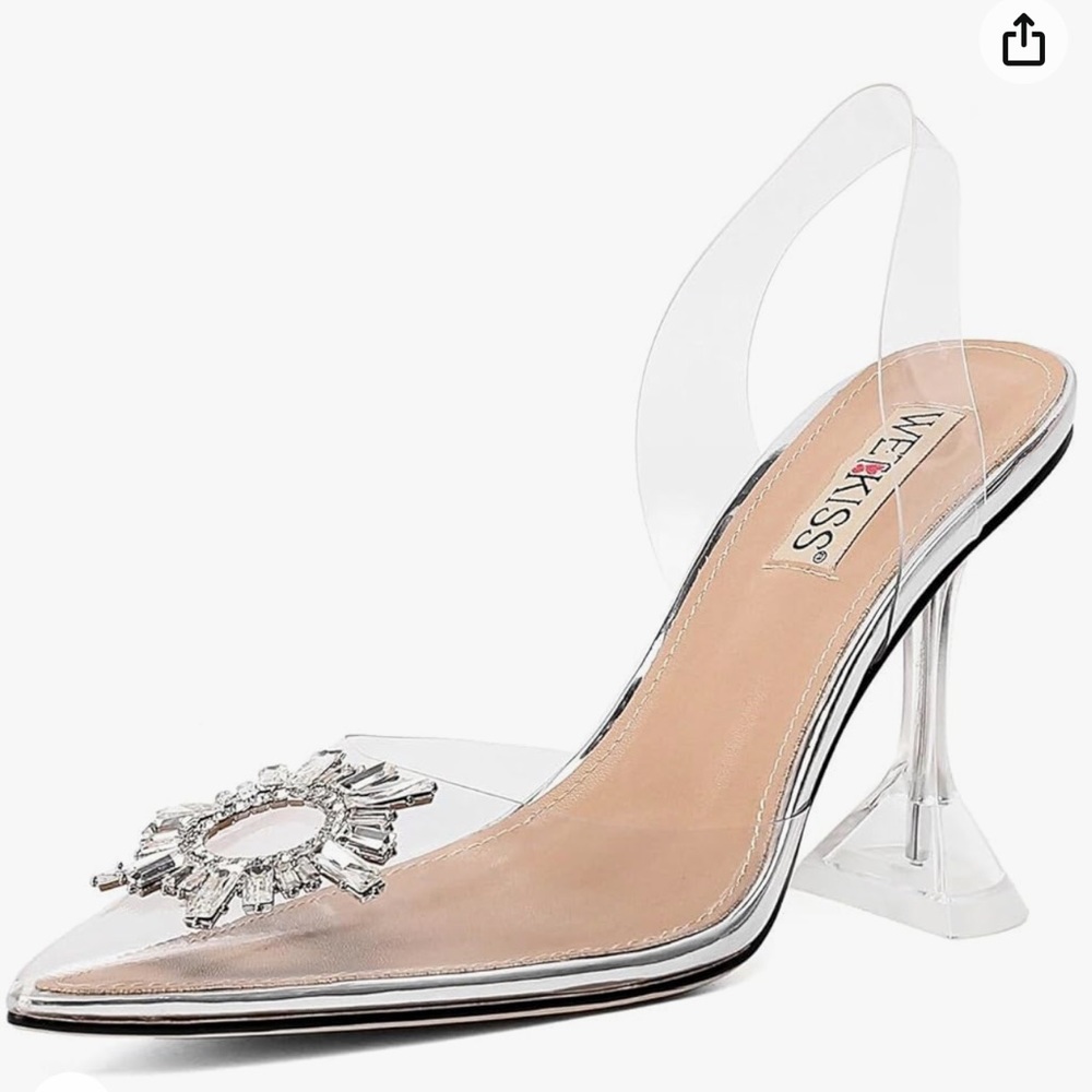 NWT - Clear Slingback Pumps with Embellishment